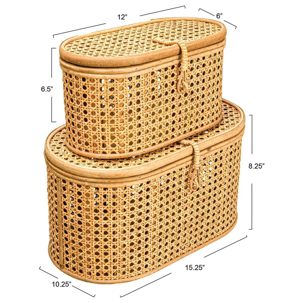 Creative Coop 2-Piece Modern Decorative Storage Box Set in Natural, , large