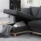 HOMLUX 84.25"W Reversible Sleeper Sectional Sofa with Storage Chaise and Pillows, in Dark Grey, , large