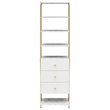 DHP Gwyneth 3-Drawer Closet in White and Gold, , large