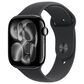 Apple Watch Series 11 (GPS) 46mm Aluminum Case with Black Sport Band - M/L in Jet Black and 2-Year AppleCare+, , large