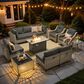 HOMLUX 11-Piece Patio Conversation Set with LED Coffee Table in Black, , large
