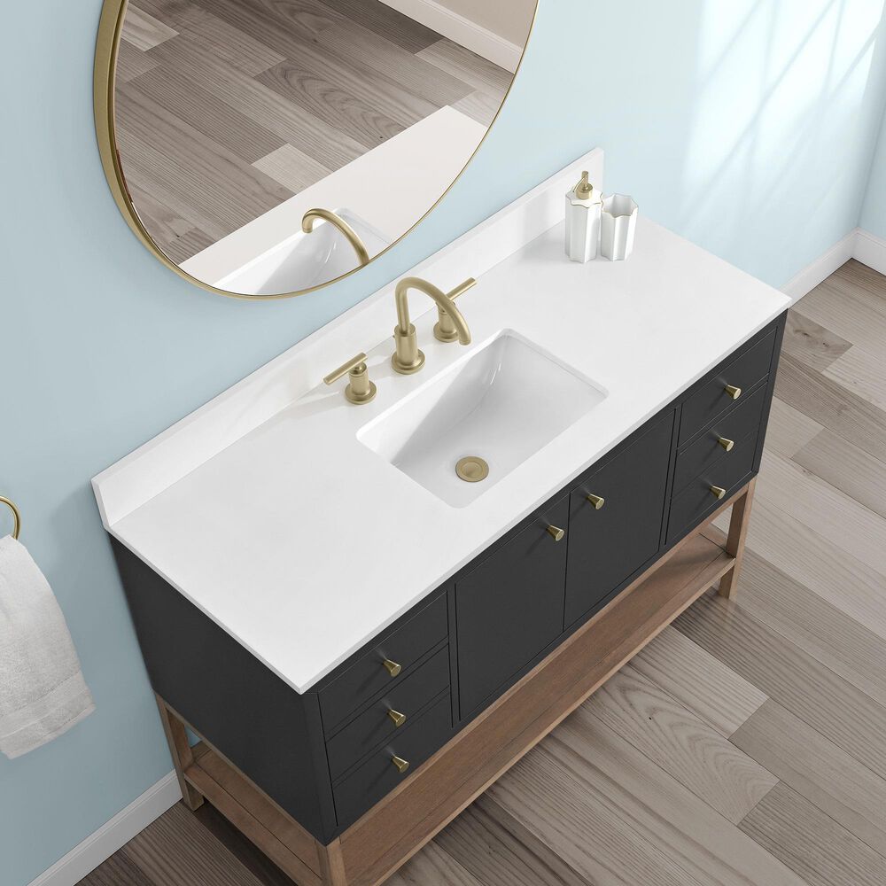 37B Isadore 48" Single Bathroom Vanity Cabinet in Tricorn Black and White Composite Stone Top and Backsplash, , large