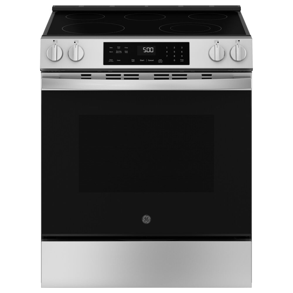 GE Appliances 30" Slide-In Electric Range with Self-Clean in Stainless Steel and Black, , large