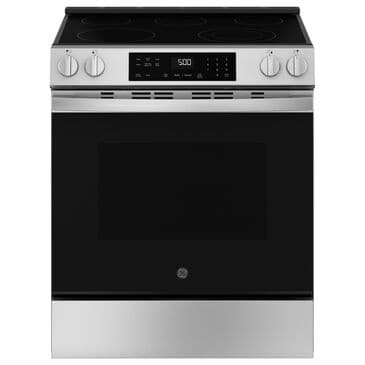 GE Appliances 30" Slide-In Electric Range with Self-Clean in Stainless Steel and Black, , large