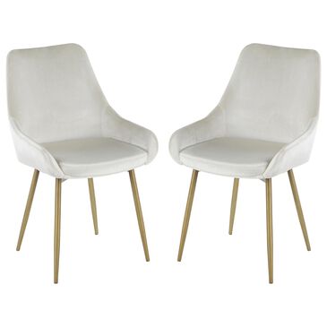 Lumisource Diana Dining Chair in Cream/Satin Brass (Set of 2), , large