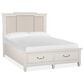 Nicolette Home Willowbrook Queen Storage Bed with Upholstered Headboard with Two Nightstands in Egg Shell White, , large