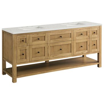 James Martin Vanities Breckenridge 72" Double Bathroom Vanity in Light Natural Oak with 3 cm Lime Delight Quartz Top and Rectangular Sinks, , large