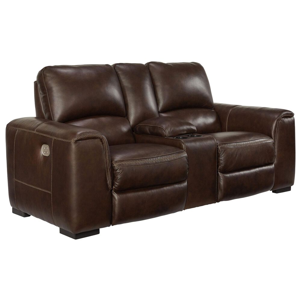 Ashley Alessandro Power Reclining Console Loveseat in Walnut, , large