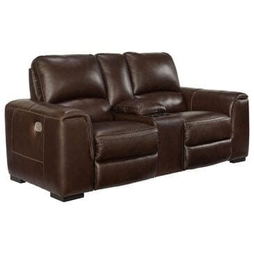 Ashley Alessandro Power Reclining Console Loveseat in Walnut, , large