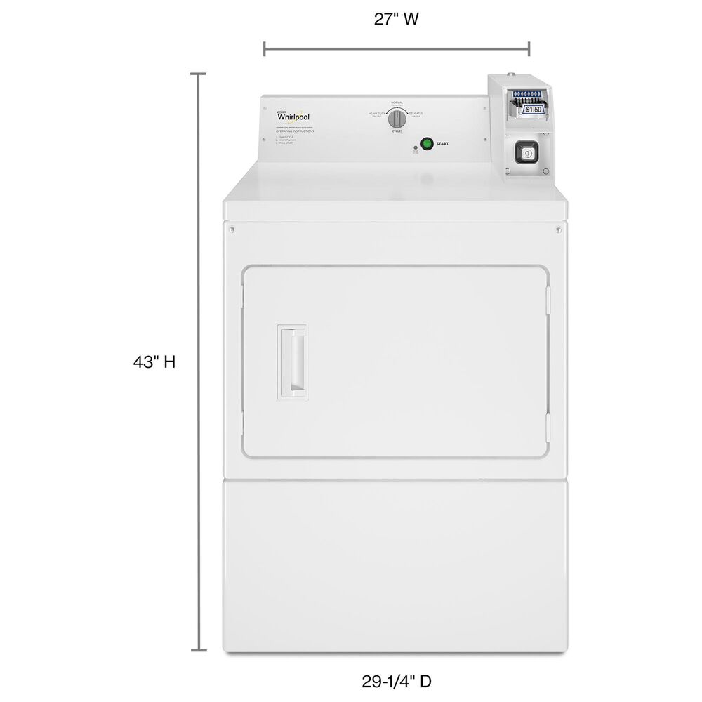 Whirlpool Commercial Electric Super-Capacity Dryer With Coin-Slide in White, , large