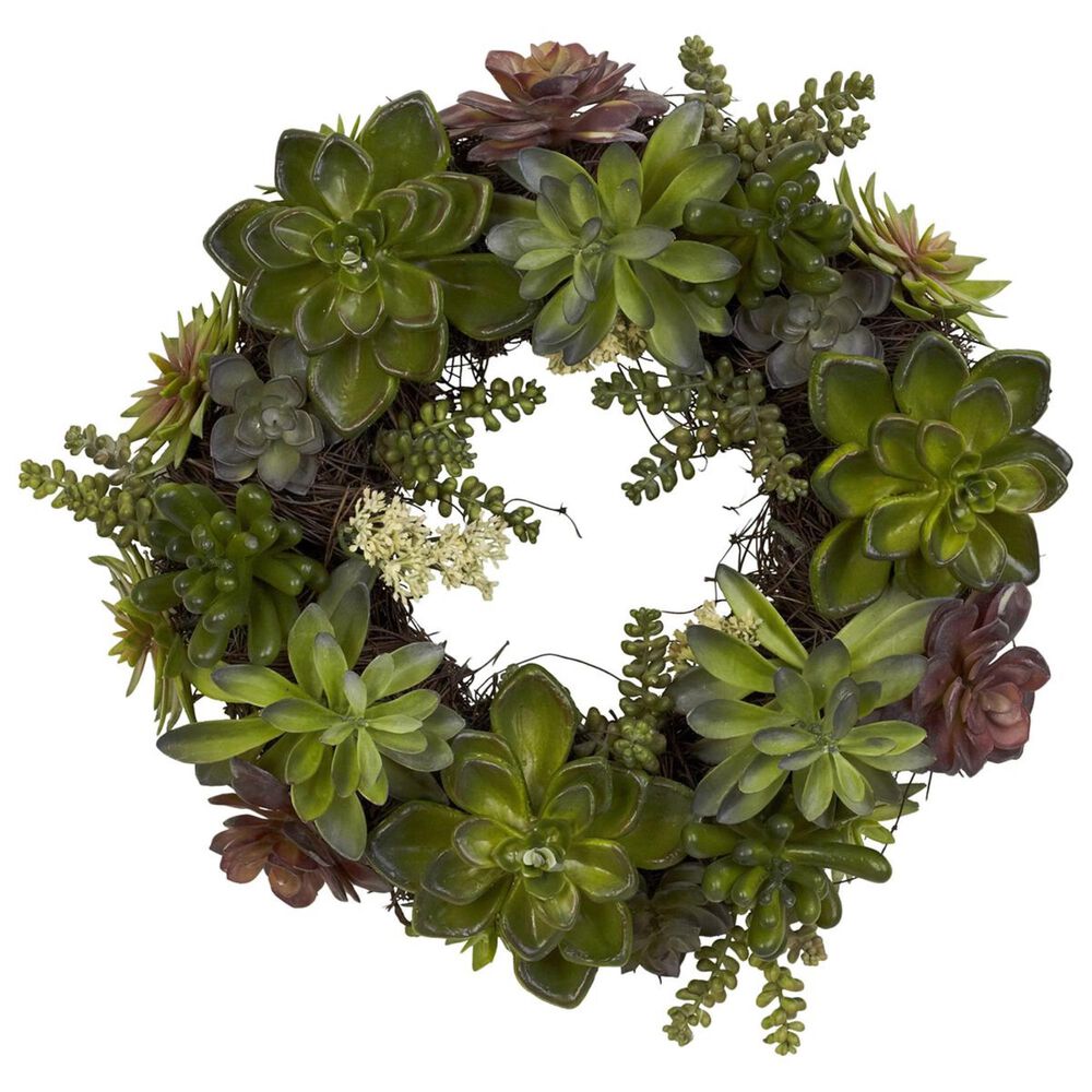 Nearly Natural Inc 20" Succulent Wreath, , large