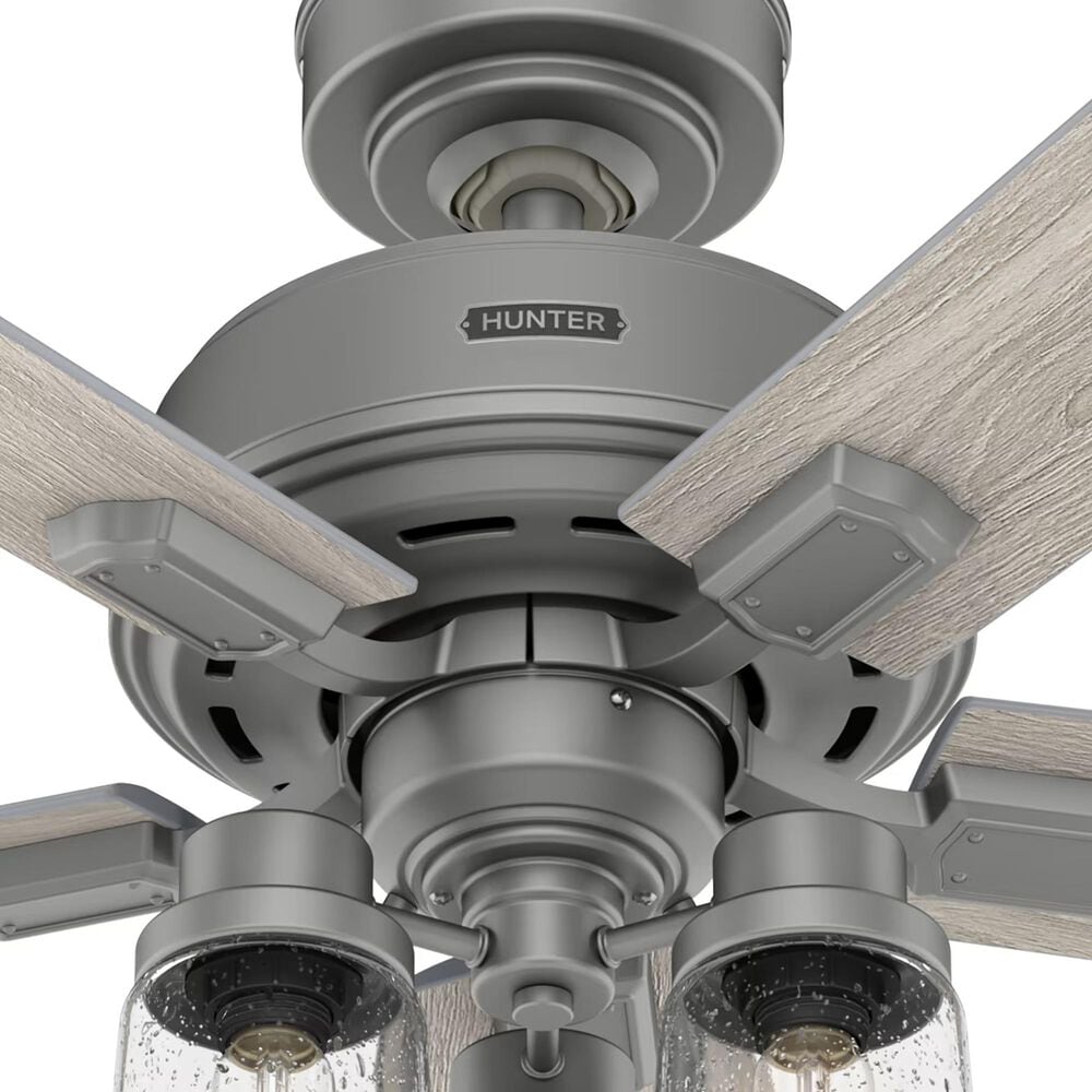 Hunter Hartland 52&quot; Ceiling Fan with LED Lights in Matte Silver, , large