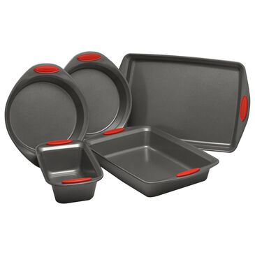 Rachael Ray Yum-o! 5-Piece Nonstick Bakeware Set in Gray and Red, , large