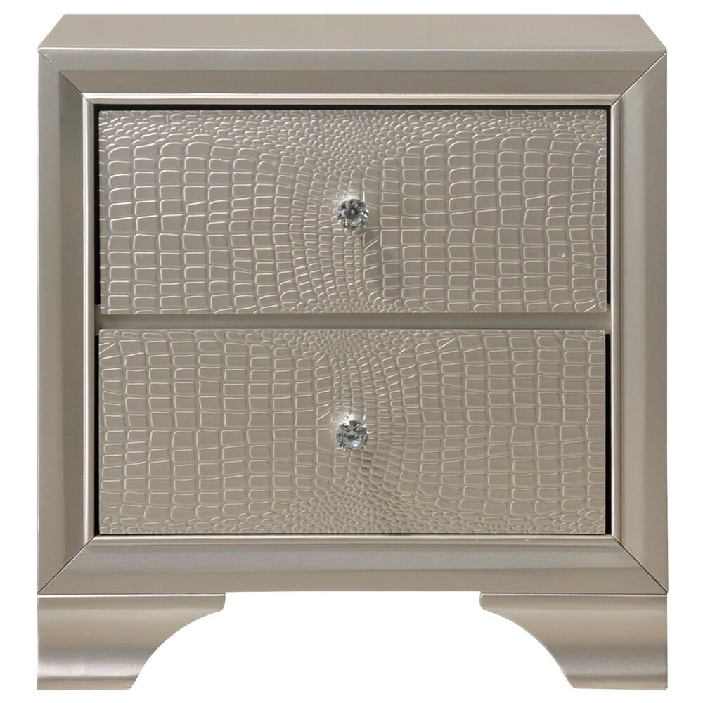 Crown Mark Lyssa 4-Piece Twin Panel Bedroom Set with Dresser Mirror in Champagne, , large