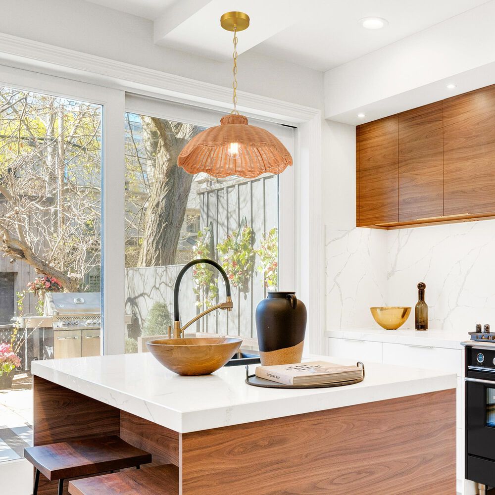 Creative Coop Penelope 1-Light Small Pendant Light with Natural Shade, , large