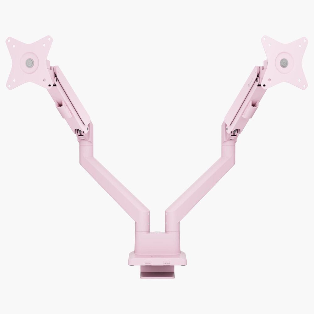 Arozzi Alzare Neo Duo Dual Arm Gas Spring Monitor Arm in Pink, , large
