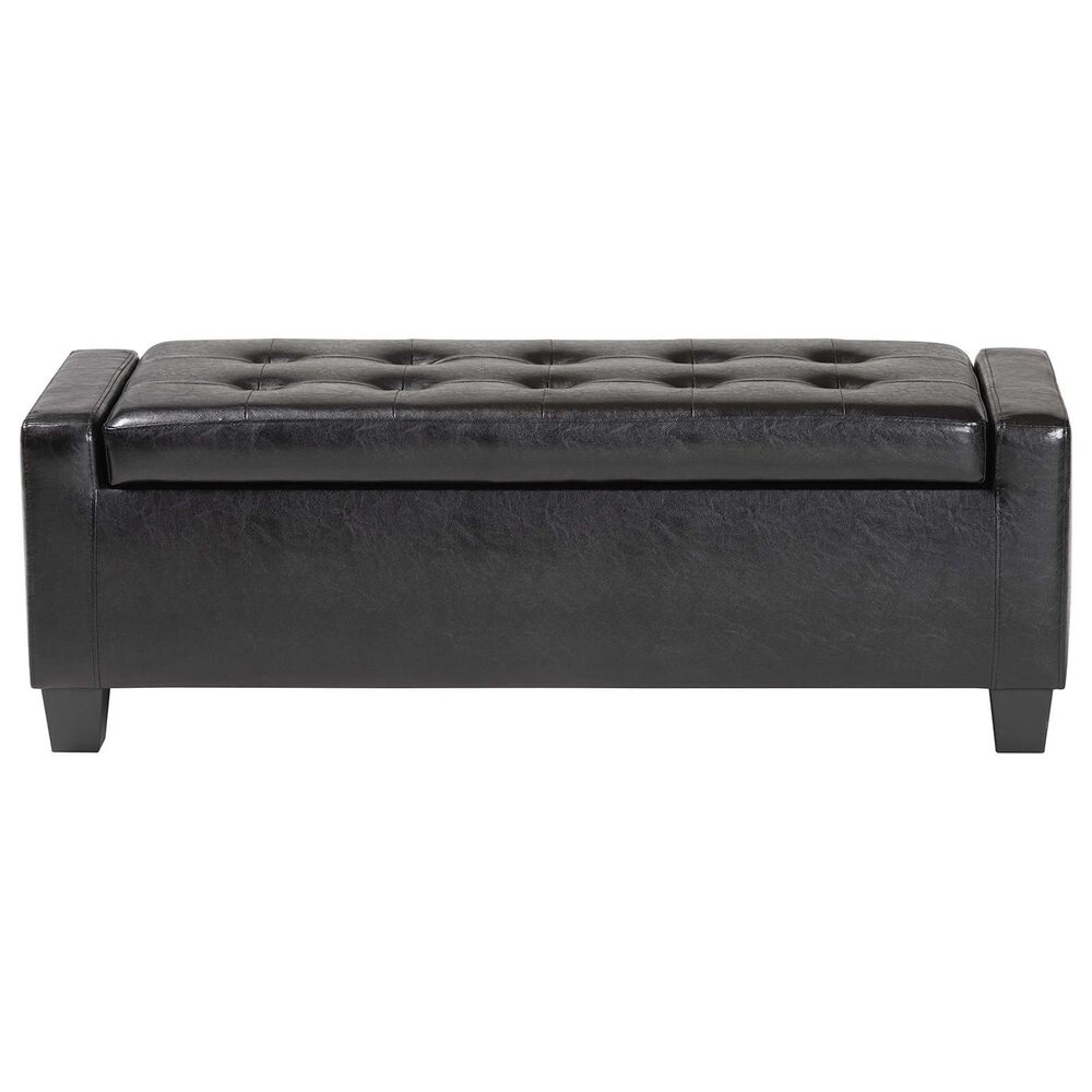 Baxton Studio Manchester Storage Ottoman in Black, , large