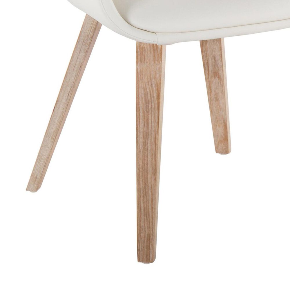 LumiSource Curvo Arm Chair with White Faux Leather Cushion in Whitewashed Wood (Set of 2), , large