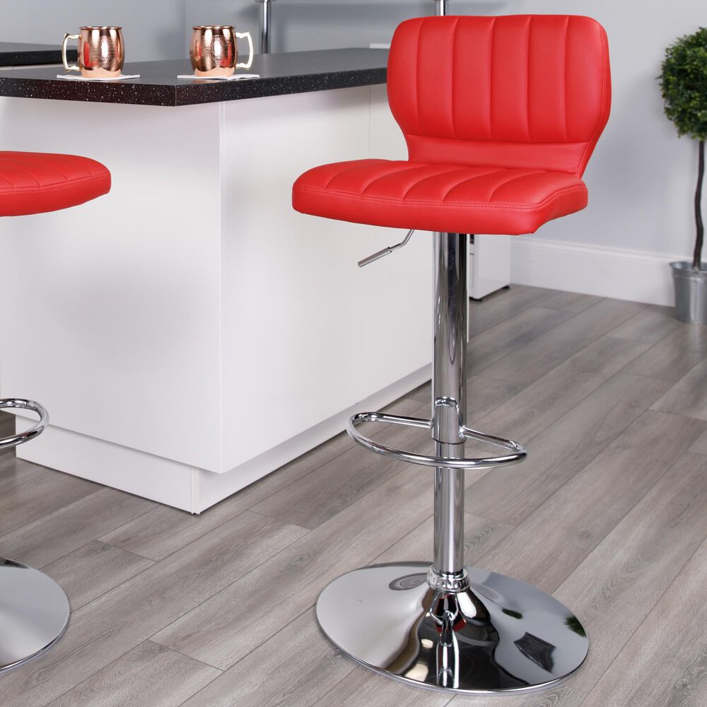Flash Furniture Adjustable Barstool in Red, , large