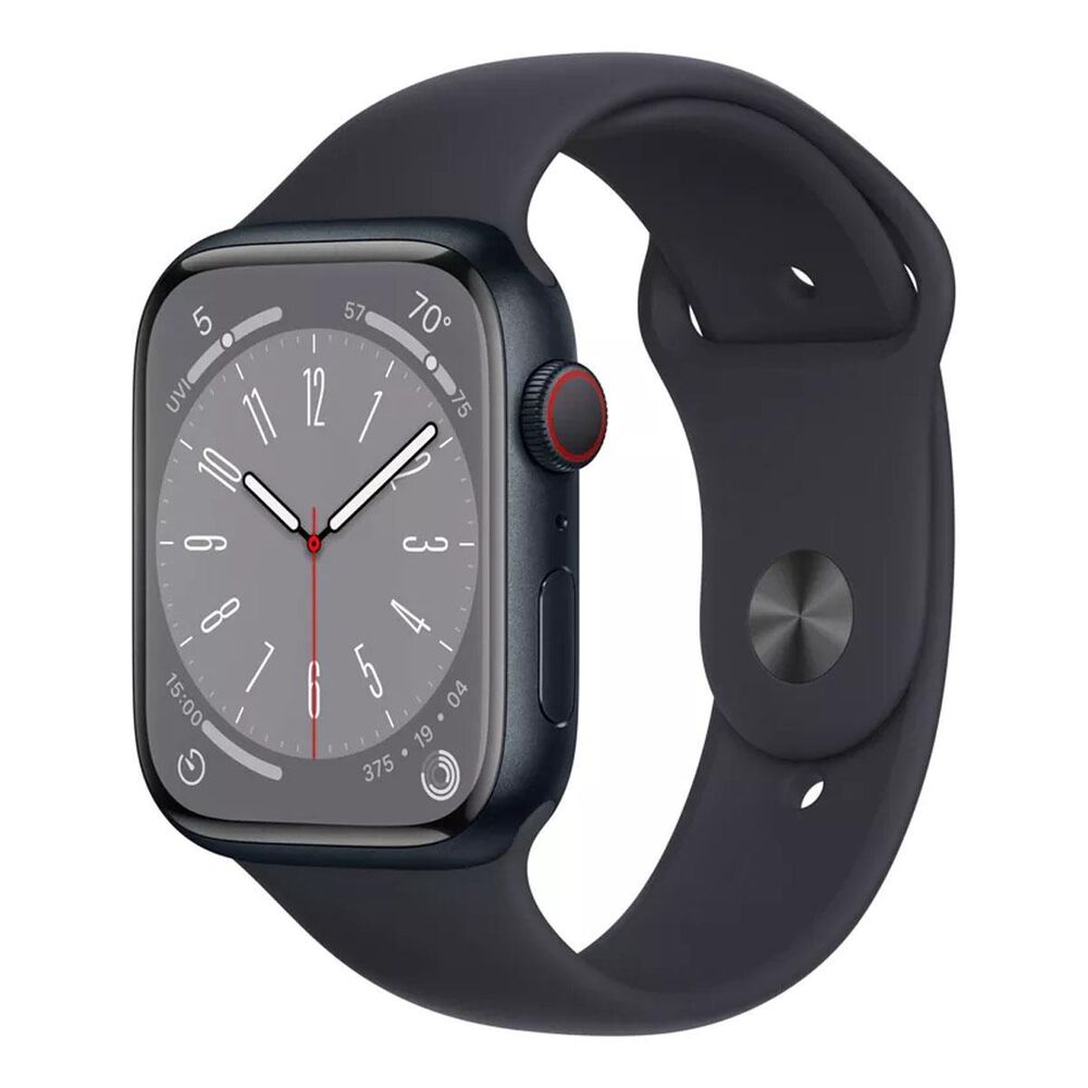 Apple Watch Series 8 GPS + Cellular 41mm Midnight Aluminum Case with Midnight Sport Band - S/M, , large