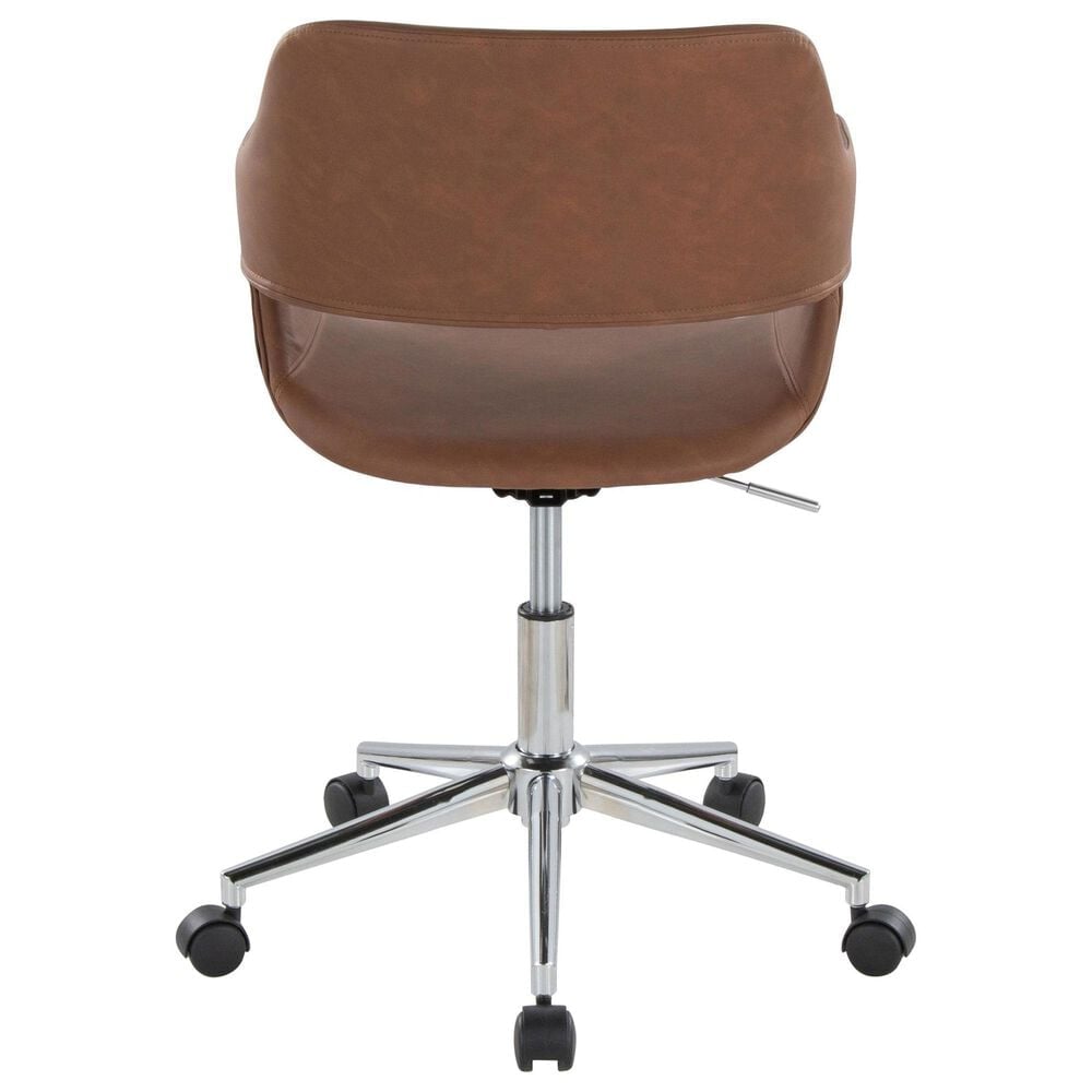 LumiSource Margarite Swivel Task Chair with Brown Faux Leather Cushion in Chrome, , large