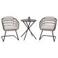 Hearth and Haven 3-Piece Outdoor Round Bistro Set with Beige Cushion in Black, , large