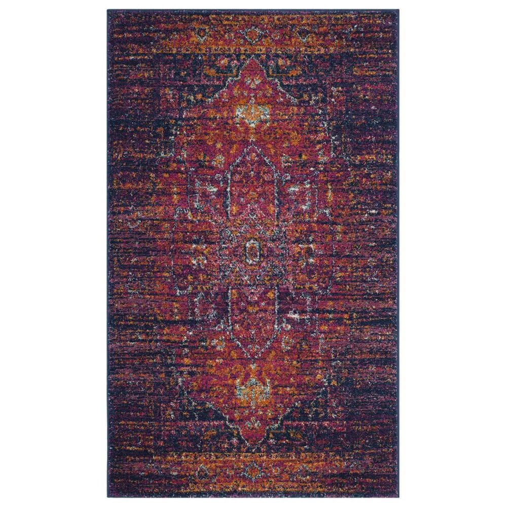 Safavieh Evoke EVK275F-3 3&#39; x 5&#39; Blue/Fuchsia Area Rug, , large