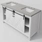 Lexora Home Marsyas 60" Double Bathroom Vanity in White with Grey Quartz Top and Rectangular Sinks, , large
