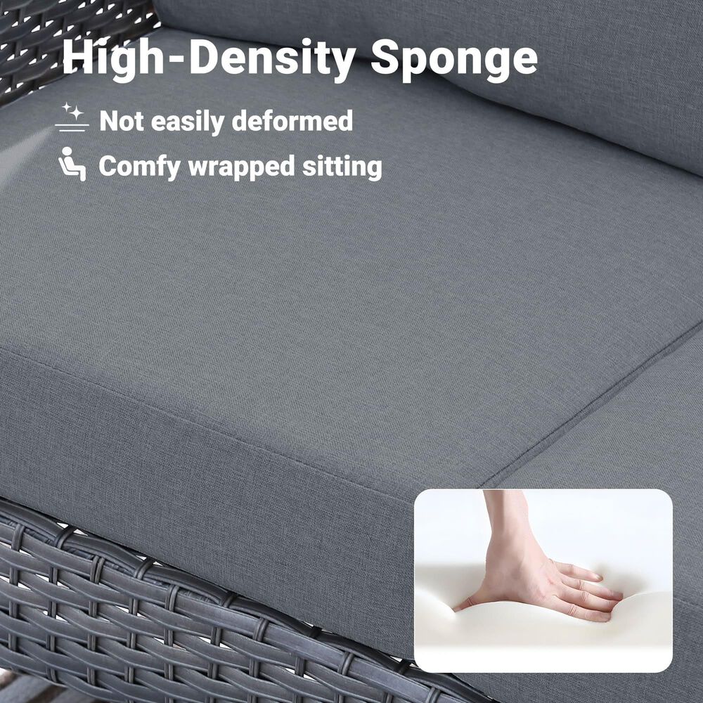 HOMLUX 4-Piece Patio Conversation Set with Grey Wicker in Dark Gray, , large