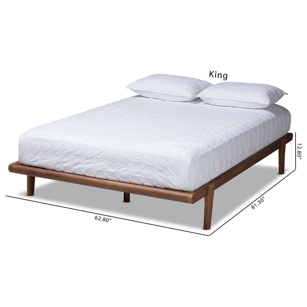 Baxton Studio Kaia King Platform Bed Frame in Walnut Brown, , large
