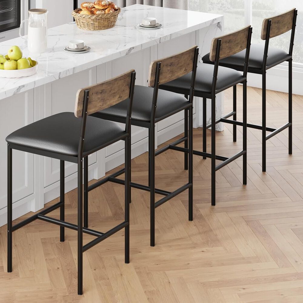 GARVEE 25.5" Bar Stool in Rustic Brown (Set of 4), , large