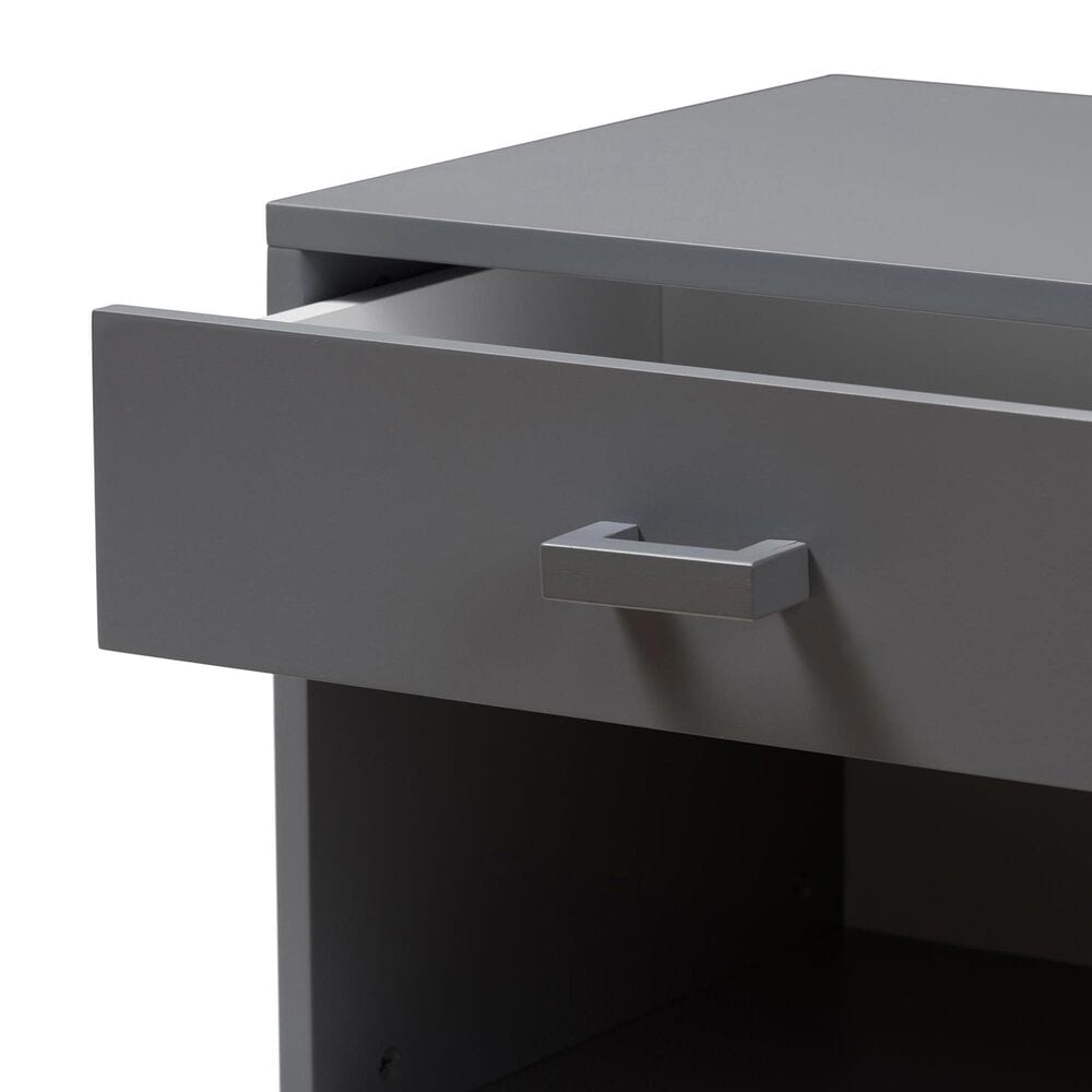 Baxton Studio Deirdre 1-Drawer Nightstand in Grey, , large