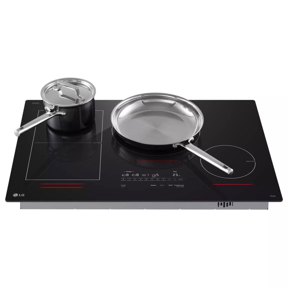 LG 2-Piece Kitchen Package with Print Proof Stainless Steel 9.4 Cu. Ft. Smart Double Wall Oven and Black 30" Induction Cooktop, , large