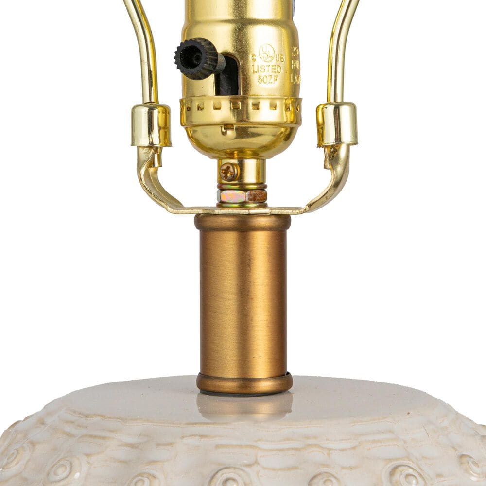 Creative Coop Adeline Stoneware Globe Table Lamp in Cream and Brass, , large