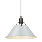 Golden Lighting Orwell 1-Light Wide Large Pendant with Dusky Blue Shade in Matte Black, , large