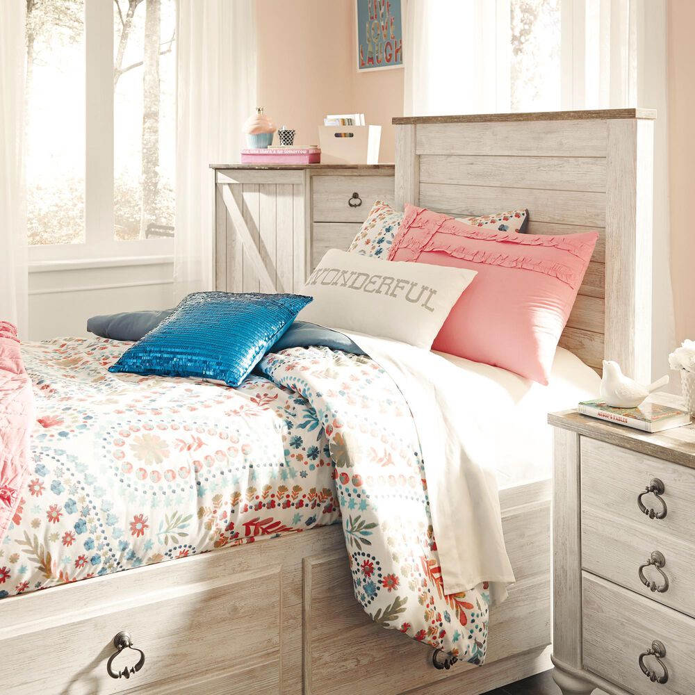 Ashley Willowton Twin Panel Headboard in Whitewash, , large