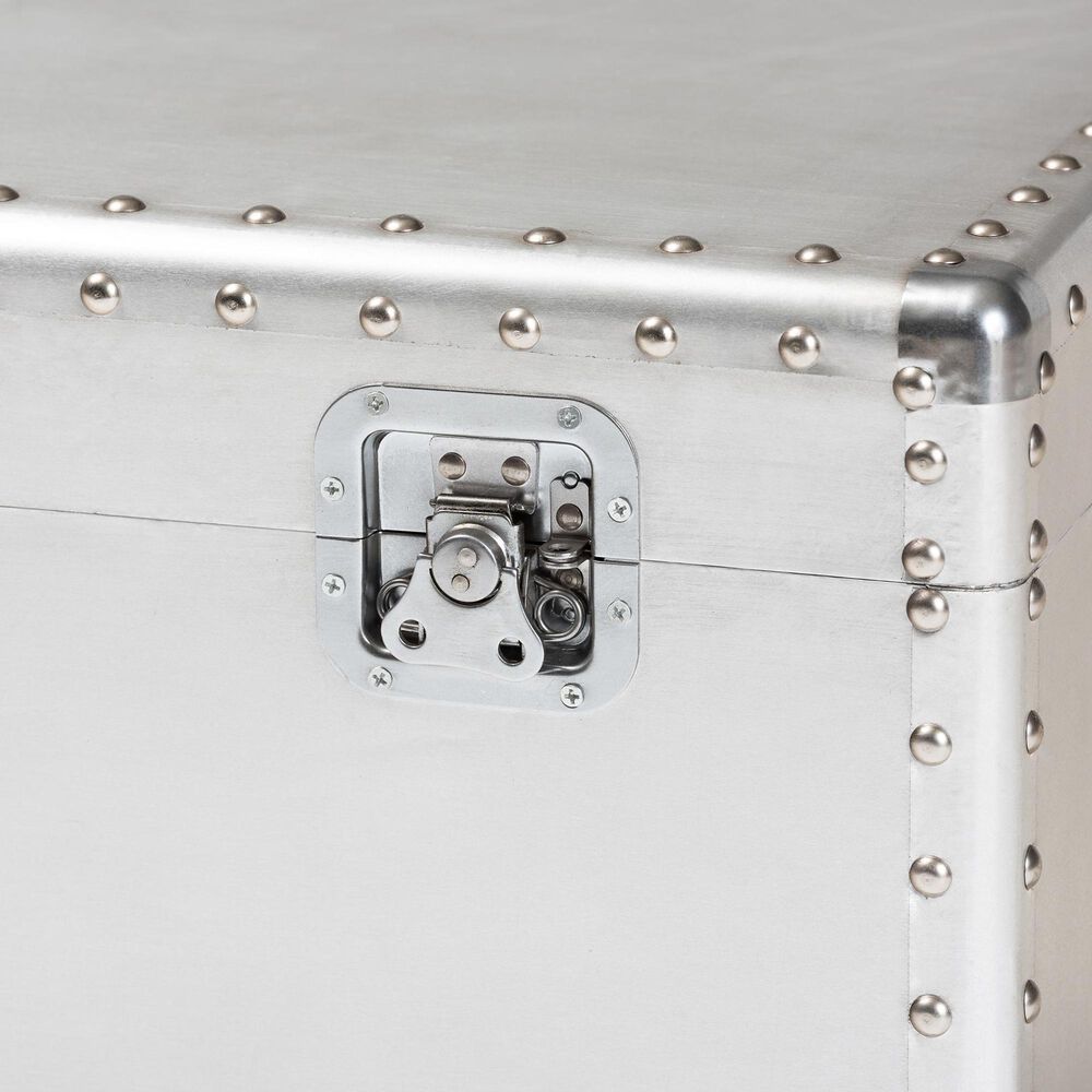 Baxton Studio Serge Storage Trunk in Silver, , large