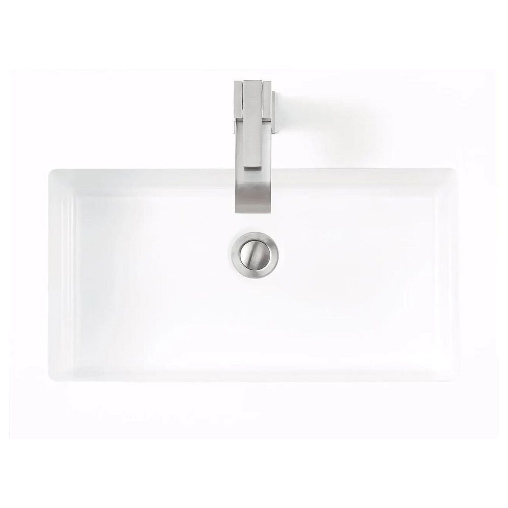James Martin Vanities Boston 23.6&quot; Single Wall Brackets in Matte Black with 3 cm White Glossy Resin Top and Rectangular Sink, , large