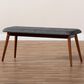 Baxton Studio Flora II Dining Bench with Dark Grey Cushion in Medium Oak, , large