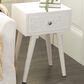 Maple and Jade Intricately Carved Single Drawer Scroll Accent End Table in Distressed White, , large