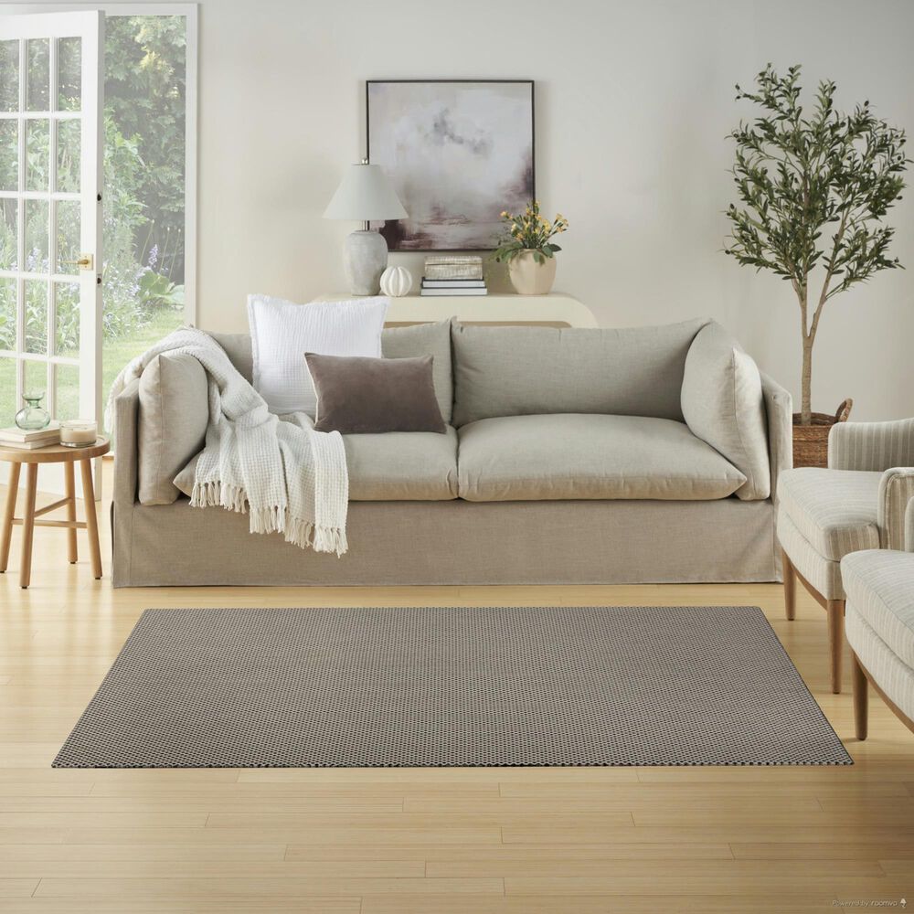 Nourison Courtyard Ivory and Charcoal 4&#39; x 6&#39; Indoor/Outdoor Area Rug, , large