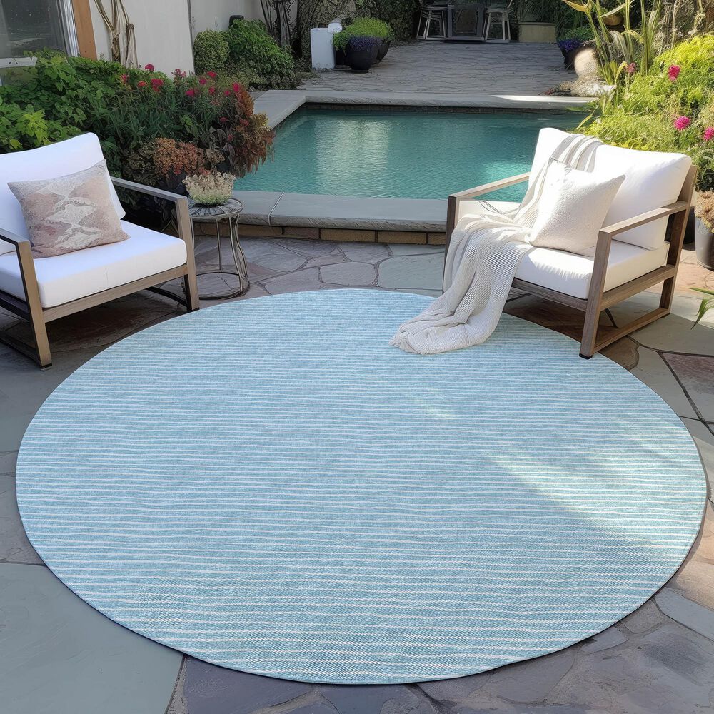 Dalyn Rug Company Laidley 8&#39; Round Sky Blue Indoor/Outdoor Area Rug, , large