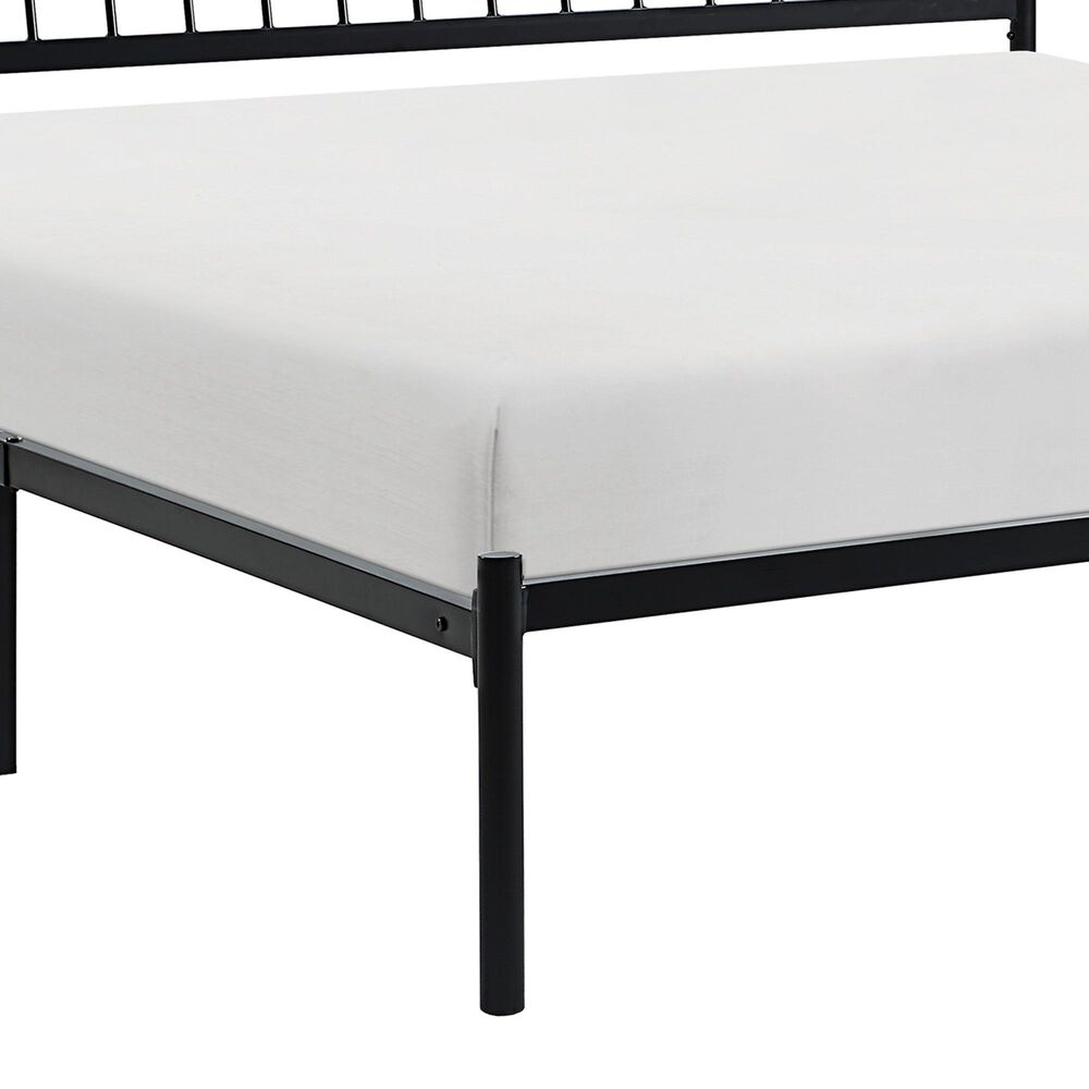 Hearth and Haven King Platform Bed with Angle Headboard in Black, , large