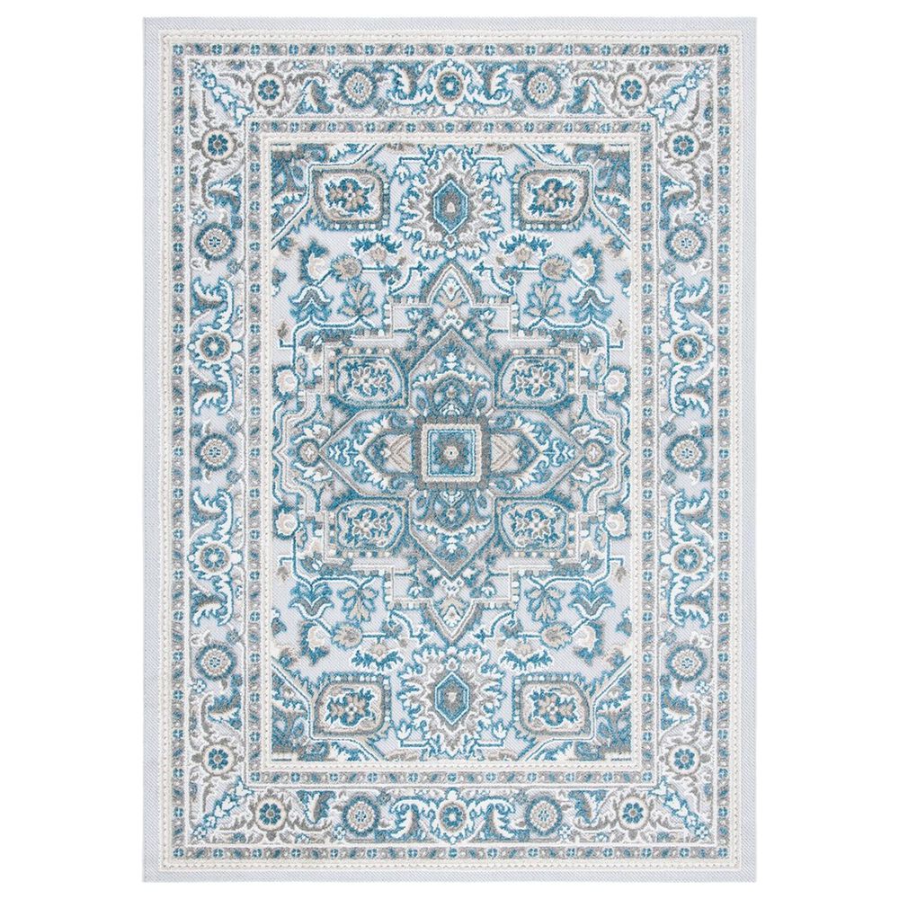 Safavieh Cabana CBN680N 5"5" x 7"7" Navy and Grey Indoor/Outdoor Area Performance Rug, , large