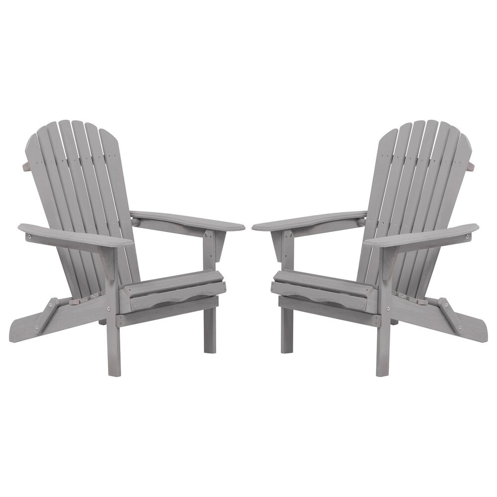 Hearth and Haven Outdoor Folding Adirondack Chair in Gray (Set of 2), , large