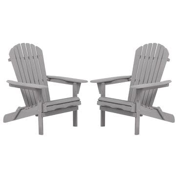 Hearth and Haven Outdoor Folding Adirondack Chair in Gray (Set of 2), , large