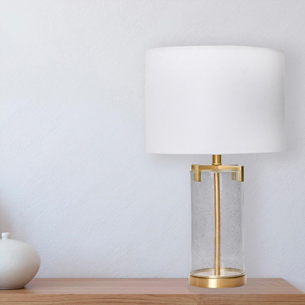 Creative Coop Modern Transparent Bubble Glass and Metal Table Lamp in Brushed Gold, , large