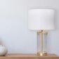 Creative Coop Modern Transparent Bubble Glass and Metal Table Lamp in Brushed Gold, , large