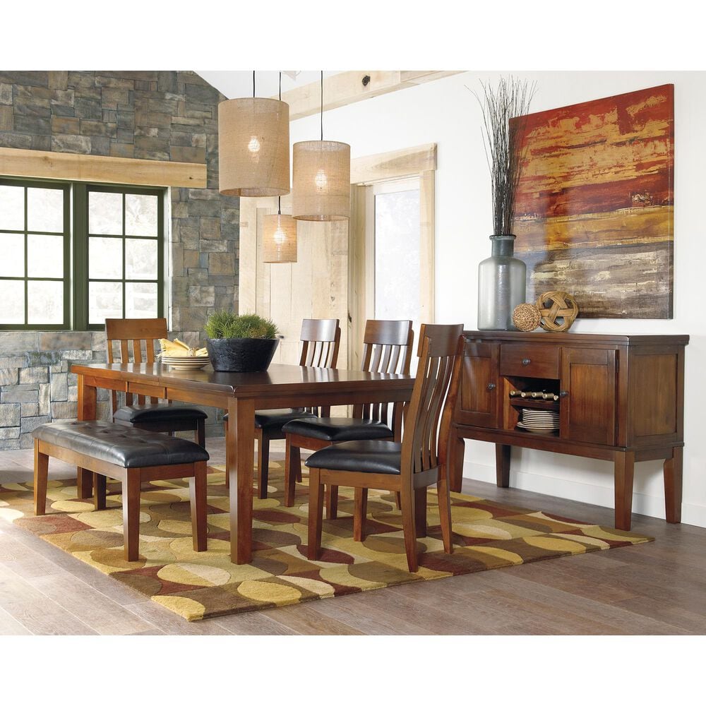 Ashley Ralene Upholstered Dining Bench in Medium Brown, , large