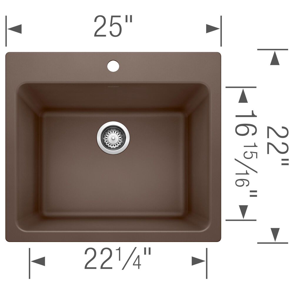 Blanco Liven 25&quot; Dual Mount Laundry Sink in Cafe, , large